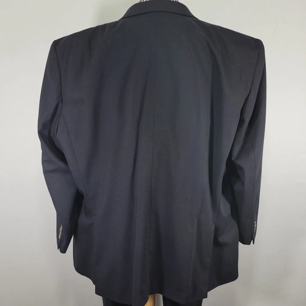 Calvin Klein Men's Sport Coat Blazer Two‎ Silver Button Deep Navy Wool Size 54L